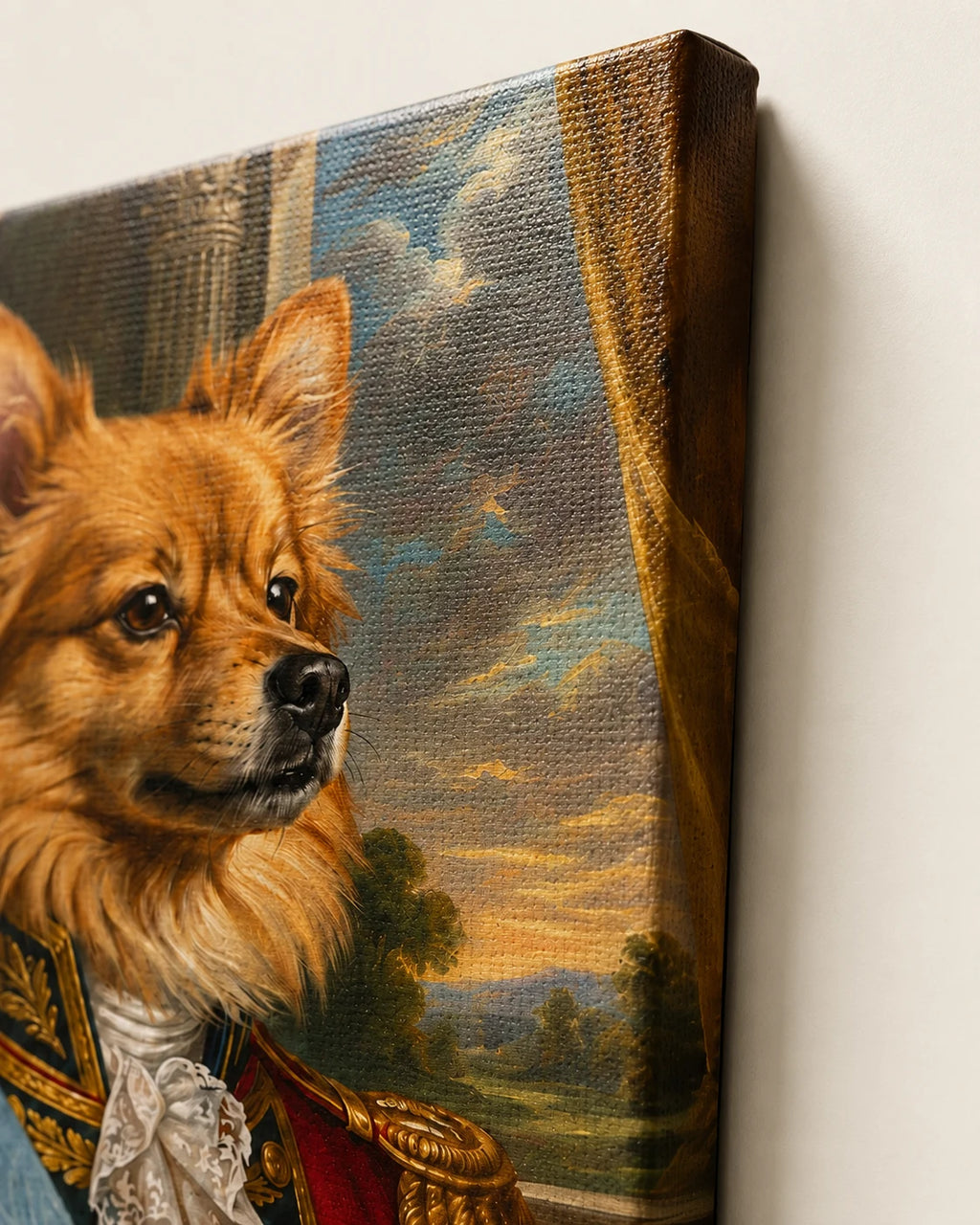 Edge of the gallery-wrapped canvas, showing the painting continuing around the side of the frame