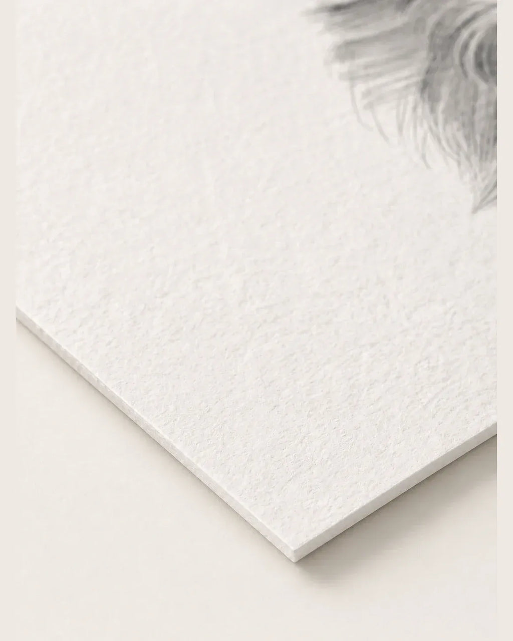 Close-up of the fine art poster's corner, showing the textured matte surface and the thickness of the sheet