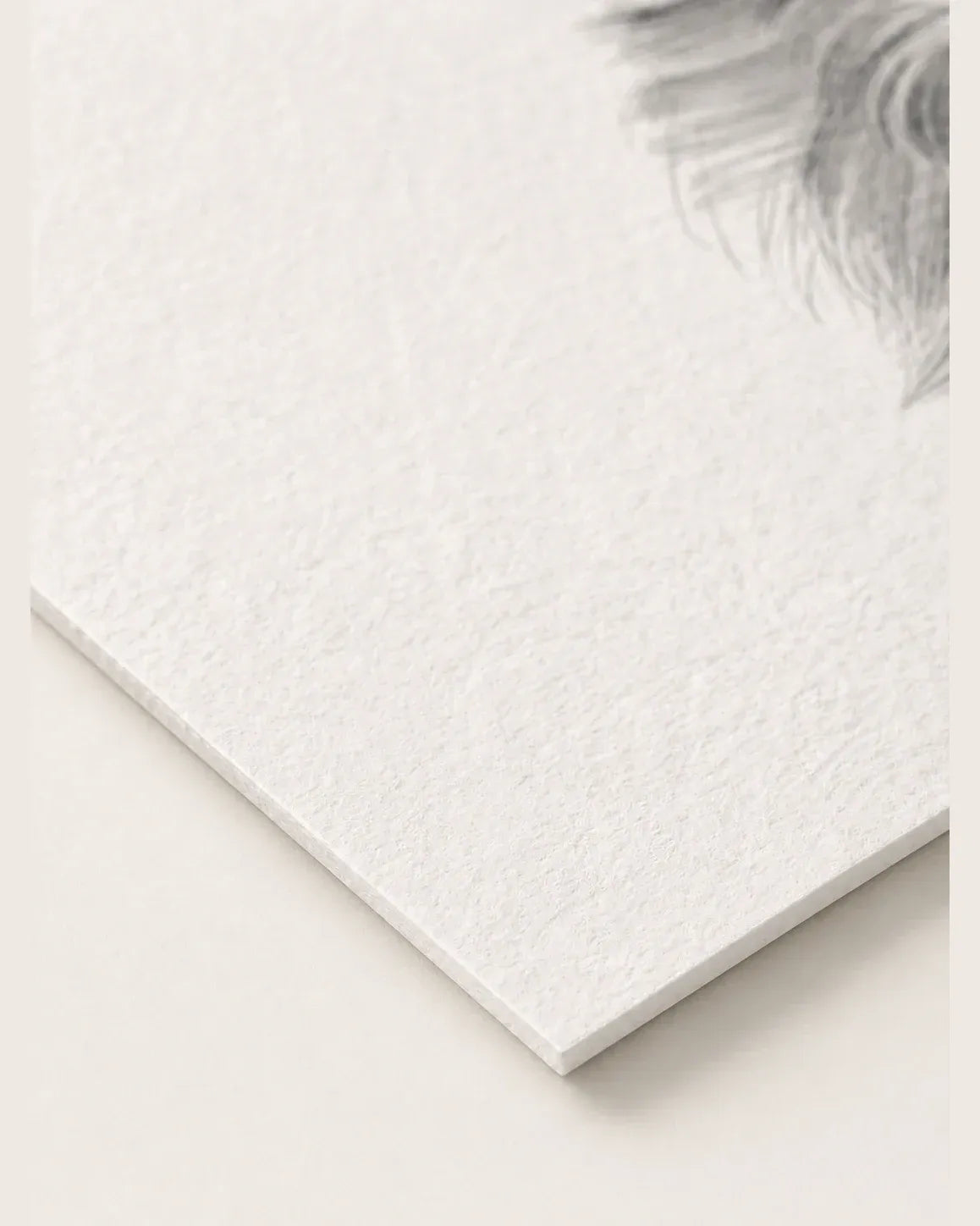 Close-up of the fine art poster's corner, showing the textured matte surface and the thickness of the sheet