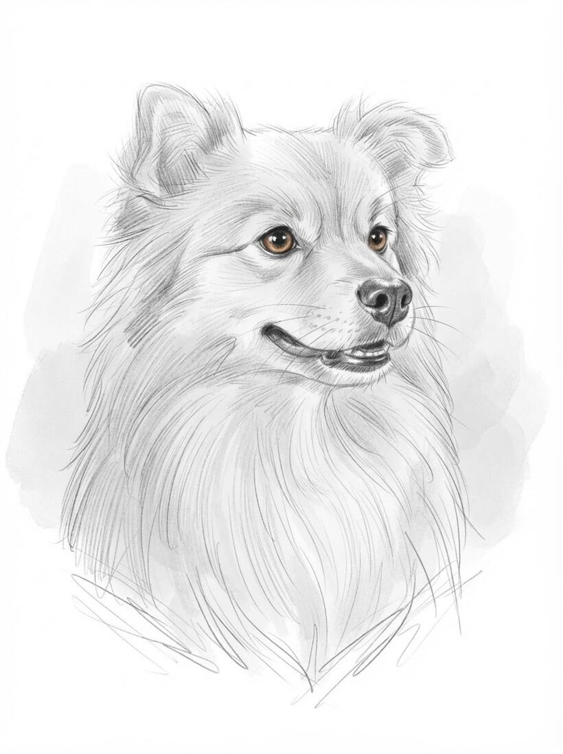 Pencil Sketch pet portrait example